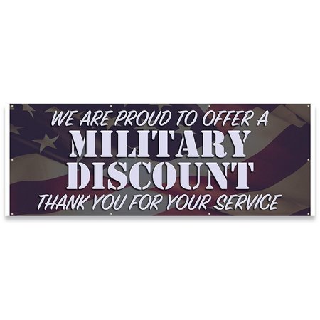 SIGNMISSION Military Discount Thank You For Your Service Banner Concession Stand Food Truck Single Sided B-96-30106